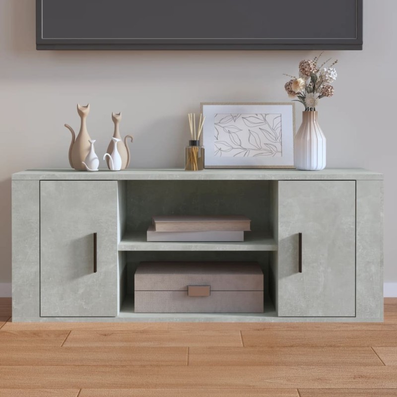Meuble TV Gris béton 100x35x40 cm Bois d'ingénierie 582168582168