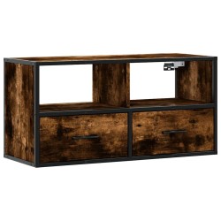 Meuble TV chêne fumé 80x31x39,5 cm bois d'ingénierie et métal 582172582172