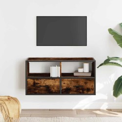 Meuble TV chêne fumé 80x31x39,5 cm bois d'ingénierie et métal 582172582172