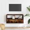 Meuble TV chêne fumé 80x31x39,5 cm bois d'ingénierie et métal 582172582172