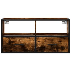 Meuble TV chêne fumé 80x31x39,5 cm bois d'ingénierie et métal 582172582172