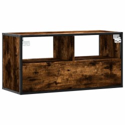 Meuble TV chêne fumé 80x31x39,5 cm bois d'ingénierie et métal 582172582172