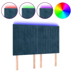 Tête de lit à LED Bleu foncé 144x5x118/128 cm Velours 582176582176