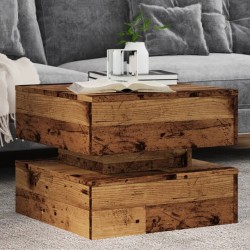 Table basse avec lumières LED vieux bois 50x50x40 cm 582178582178
