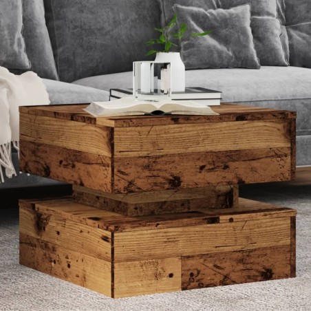 Table basse avec lumières LED vieux bois 50x50x40 cm 582178582178