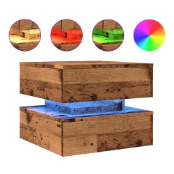 Table basse avec lumières LED vieux bois 50x50x40 cm 582178582178