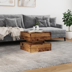 Table basse avec lumières LED vieux bois 50x50x40 cm 582178582178