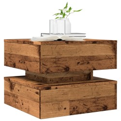 Table basse avec lumières LED vieux bois 50x50x40 cm 582178582178