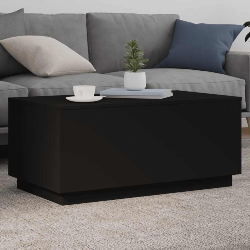 Table basse avec lumières LED noir 90x50x40 cm 582180582180