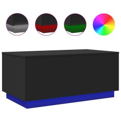 Table basse avec lumières LED noir 90x50x40 cm 582180582180