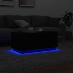 Table basse avec lumières LED noir 90x50x40 cm 582180582180
