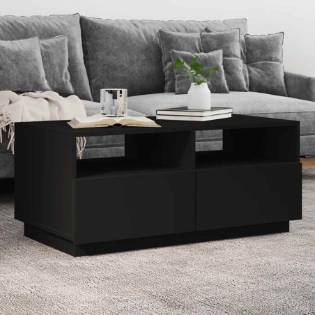 Table basse avec lumières LED noir 90x49x40 cm 582184582184