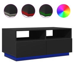 Table basse avec lumières LED noir 90x49x40 cm 582184582184