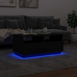 Table basse avec lumières LED noir 90x49x40 cm 582184582184