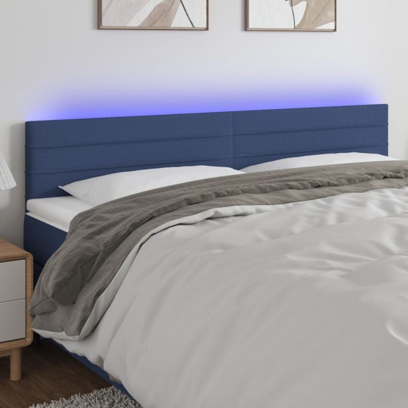Tête de lit à LED Bleu 180x5x78/88 cm Tissu 582193582193