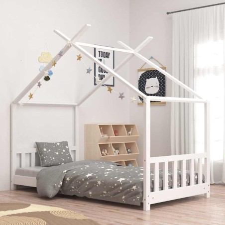 Cadre de lit d'enfant Blanc Bois de pin massif 70x140 cm 582196582196