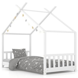 Cadre de lit d'enfant Blanc Bois de pin massif 70x140 cm 582196582196