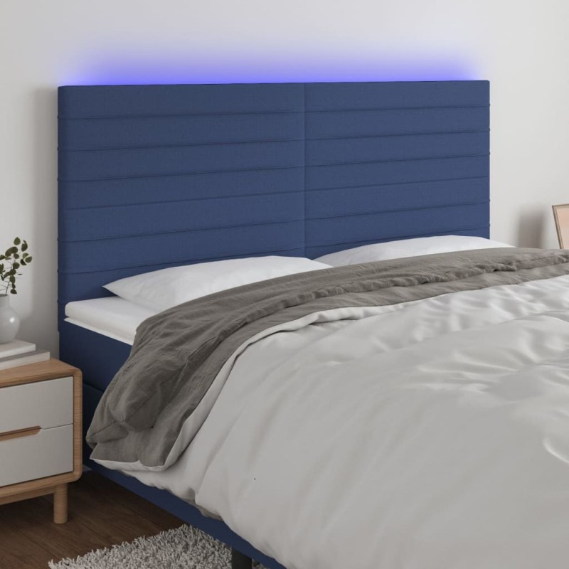 Tête de lit à LED Bleu 160x5x118/128 cm Tissu 582197582197