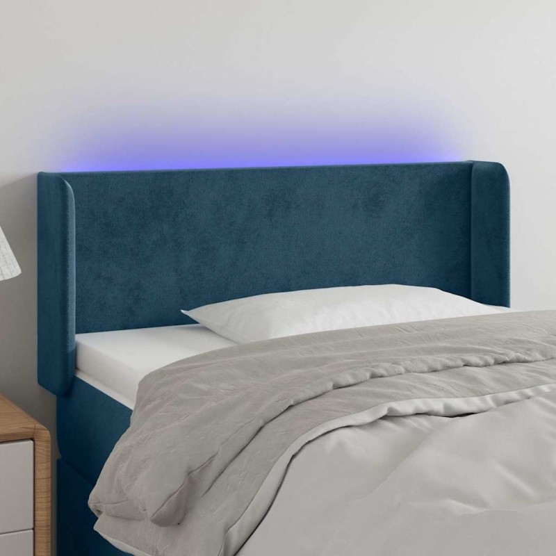 Tête de lit à LED Bleu foncé 103x16x78/88 cm Velours 582204582204