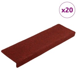 Tapis d'escalier autocollants 20 pièces 65 x 21 x 4 cm Bordure rectangulaire rouge bordeaux 582217582217