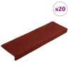 Tapis d'escalier autocollants 20 pièces 65 x 21 x 4 cm Bordure rectangulaire rouge bordeaux 582217582217