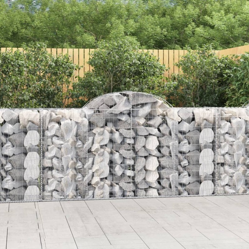 Paniers à gabions arqués 7 pcs 200x50x100/120 cm fer galvanisé 582222582222