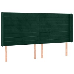 Tête de lit avec oreilles Vert foncé 183x16x118/128 cm Velours 582231582231