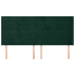 Tête de lit avec oreilles Vert foncé 183x16x118/128 cm Velours 582231582231