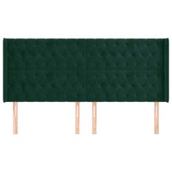Tête de lit avec oreilles Vert foncé 183x16x118/128 cm Velours 582232582232