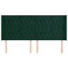 Tête de lit avec oreilles Vert foncé 183x16x118/128 cm Velours 582232582232