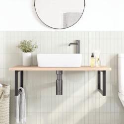 Étagère de vasque murale acier et bois massif de hêtre 582236582236
