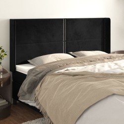 Tête de lit avec oreilles Noir 203x16x118/128 cm Velours 582238582238