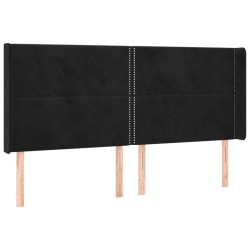 Tête de lit avec oreilles Noir 203x16x118/128 cm Velours 582238582238