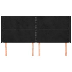 Tête de lit avec oreilles Noir 203x16x118/128 cm Velours 582238582238