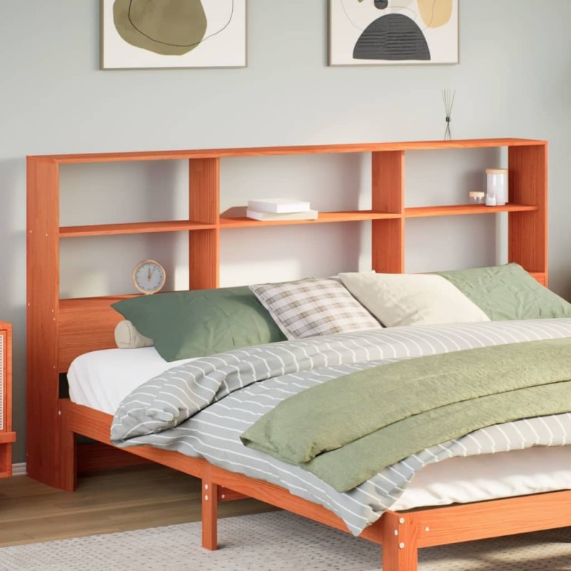 Tête de lit avec rangement cire marron 180cm bois massif de pin 582247582247