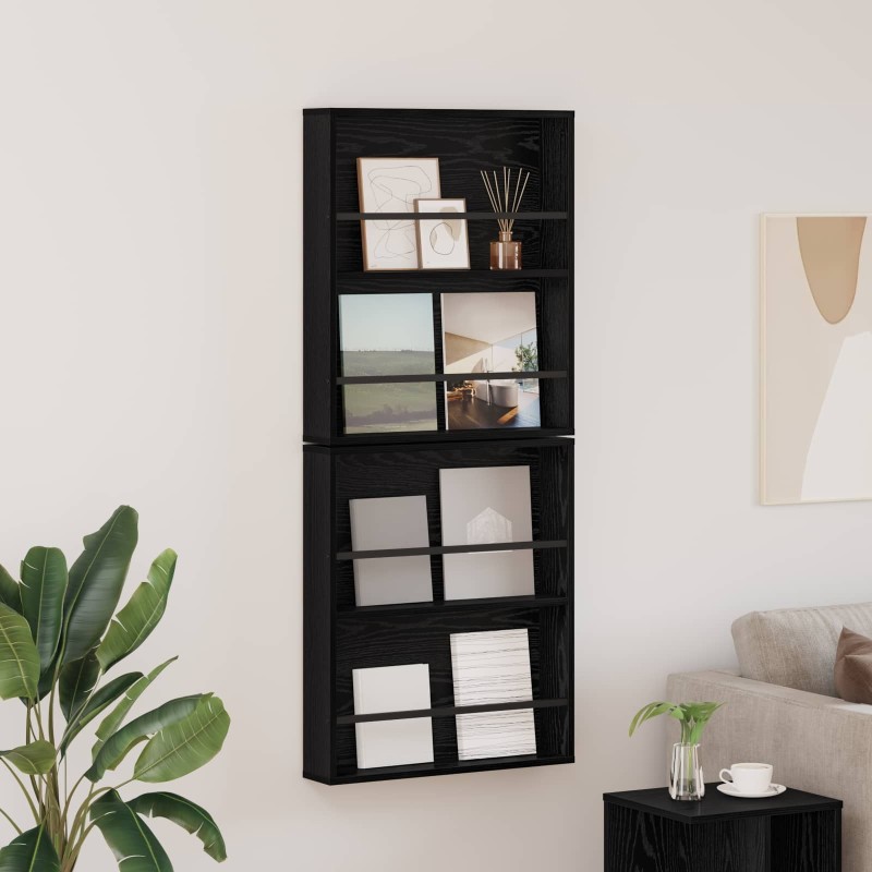 Étagère à magazines 2 pcs Chêne noir 60 x 12 x 70 cm 582249582249
