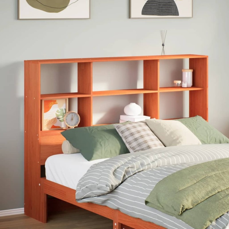 Tête de lit avec rangement cire marron 140cm bois massif de pin 582253582253