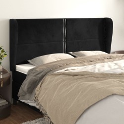 Tête de lit avec oreilles Noir 203x23x118/128 cm Velours 582255582255