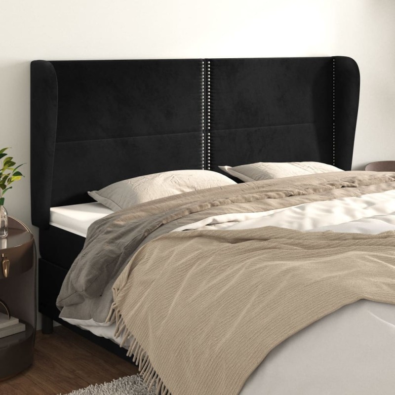 Tête de lit avec oreilles Noir 203x23x118/128 cm Velours 582255582255