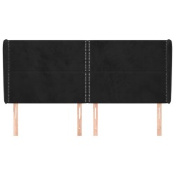 Tête de lit avec oreilles Noir 203x23x118/128 cm Velours 582255582255