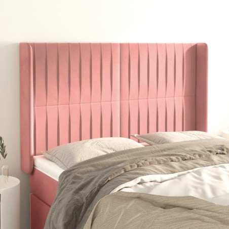 Tête de lit avec oreilles Rose 147x16x118/128 cm Velours 582256582256