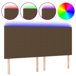 Tête de lit à LED Marron foncé 180x5x118/128 cm Tissu 582258582258