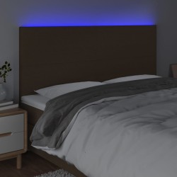 Tête de lit à LED Marron foncé 180x5x118/128 cm Tissu 582258582258