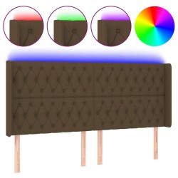 Tête de lit à LED Marron foncé 203x16x118/128 cm Tissu 582259582259