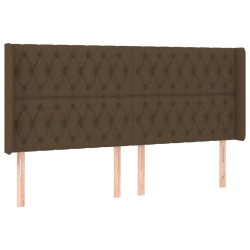 Tête de lit à LED Marron foncé 203x16x118/128 cm Tissu 582259582259