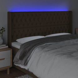 Tête de lit à LED Marron foncé 203x16x118/128 cm Tissu 582259582259