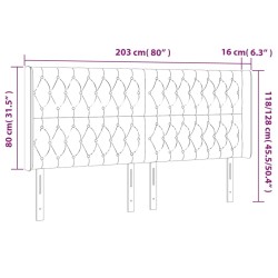 Tête de lit à LED Marron foncé 203x16x118/128 cm Tissu 582259582259