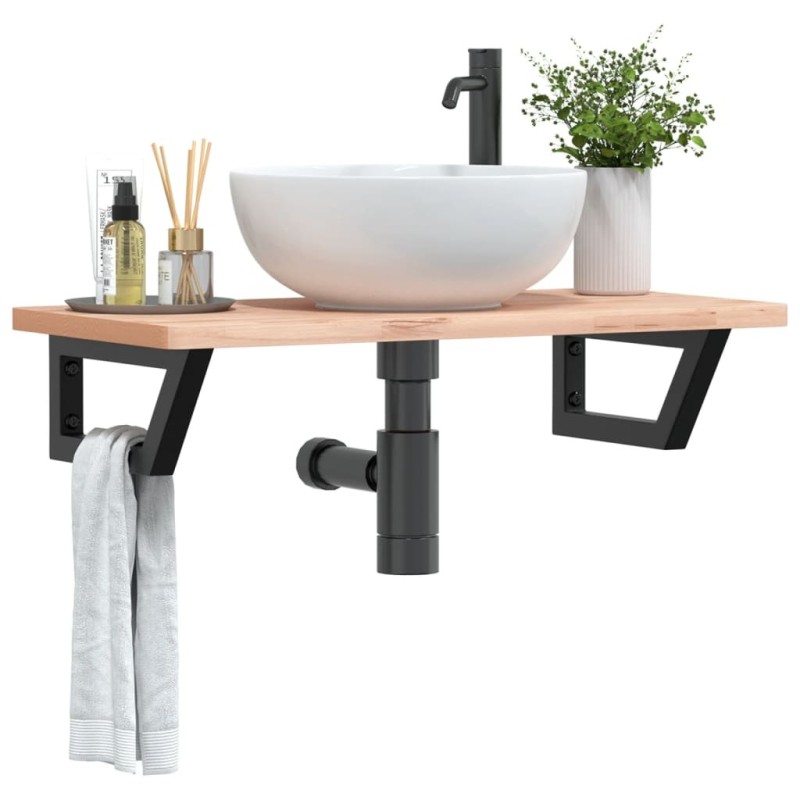 Supports d'étagères pour lavabo 2 pcs noir trapèze acier 582260582260