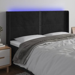 Tête de lit à LED Noir 203x16x118/128 cm Velours 582262582262