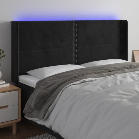 Tête de lit à LED Noir 203x16x118/128 cm Velours 582262582262
